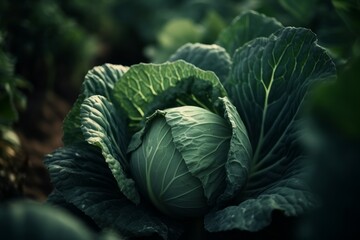 Fototapeta na wymiar Cabbage ripe growing. Generate Ai