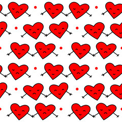 Colored vector pattern of two hearts holding hands