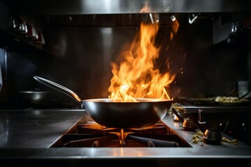 Frying pan fire. Generate AI