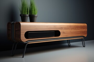 minimalist tv stand with hidden cable management