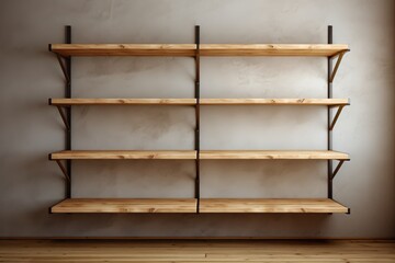 Empty rack shelf in mega storehouse. Logistic concept. Generative AI