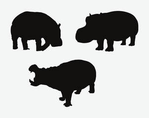 Majestic Hippopotamus Silhouettes, A Collection of Graceful and Powerful Hippo Outline Vectors