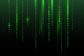 Free vector matrix style binary code digital background with falling numbers