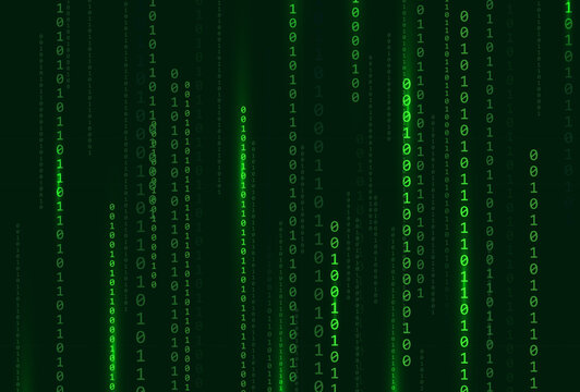 Free vector matrix style binary code digital background with falling numbers