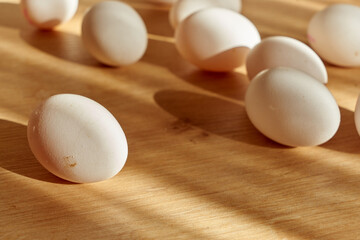 organic white easter eggs in a cosy kitchen
