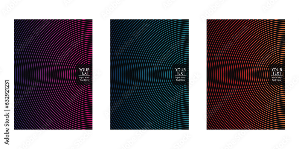 Poster cover design template set with abstract lines modern color gradient style pattern on background for 