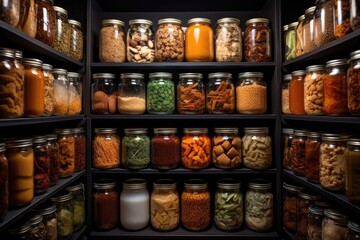 jars of dehydrated food stacked in a pantry