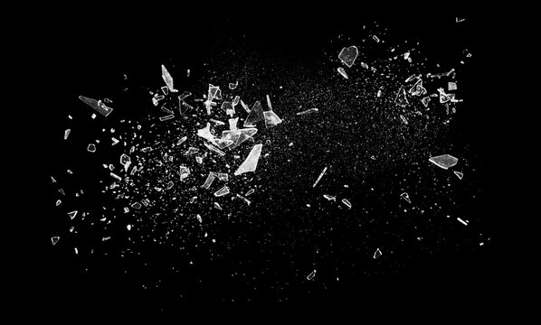 Broken glass on the black bachground. Isolated realistic cracked glass effect. 3d illustration
