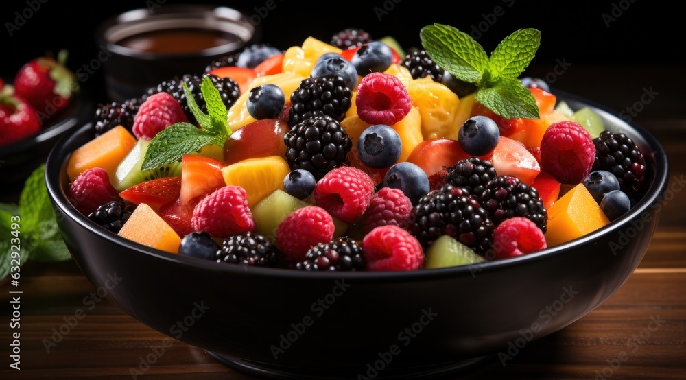 Wall mural refreshing and colorful fruit salad.