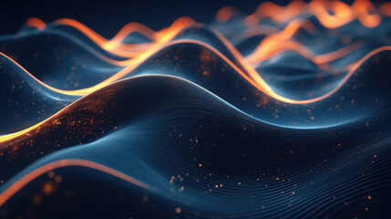 Abstract digital wave. Technological background. Created with Generative AI technology.