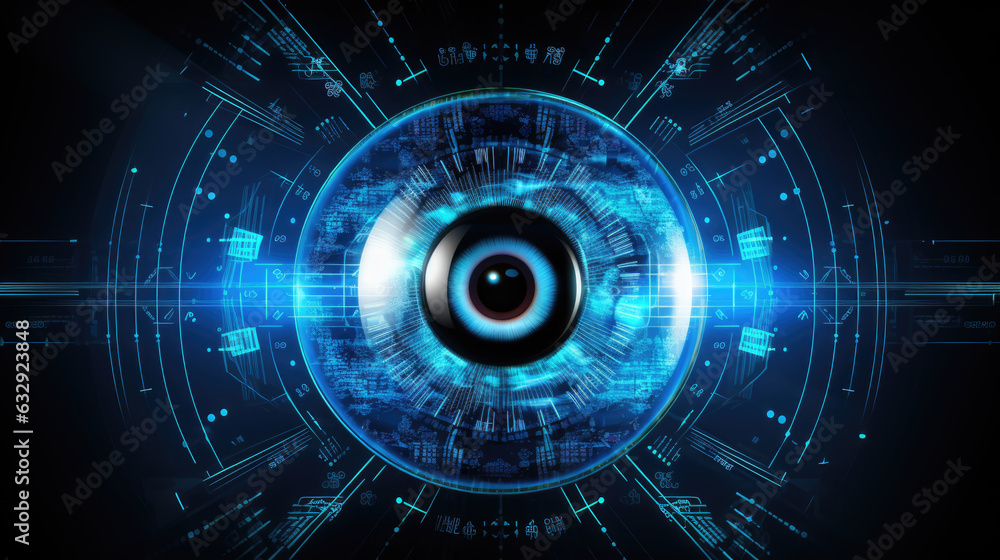 Poster digital eye. created with generative ai technology.