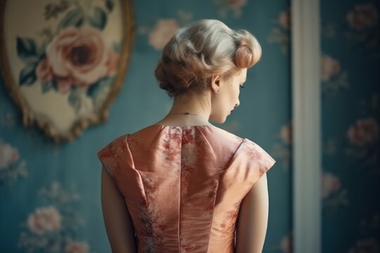 Woman retro dress. Generate Ai