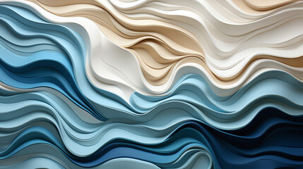 Fototapeta premium A modern abstract wave pattern in shades, light blue, white and gray, 001, generative ai
