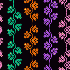 Contemporary flower ornament. Ukrainian Vyshyvanka. Ukrainian, slavic, traditional, folk, ethnic embroidery. Hand drawn modern Vector illustration. Square seamless Pattern, background, wallpaper