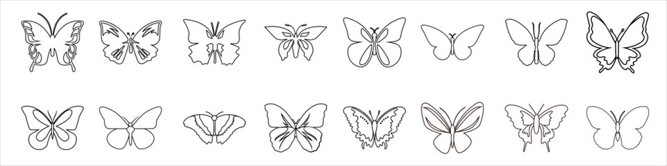 Butterflies icon vector set. Insect illustration sign collection. Butterfly symbol or logo.