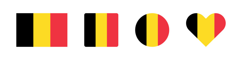 Belgium icon. Belgian flag signs. National badge symbol. Europe country symbols. Culture sticker icons. Vector isolated sign.