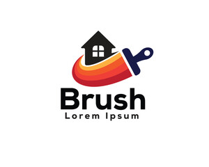 home brush paint coloring service logo design template illustration inspiration