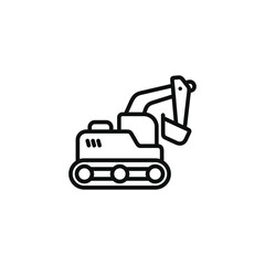 Excavator line icon isolated on white background