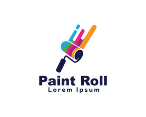 simple abstract icon logo paint roll art logo design template illustration