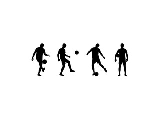Fototapeta na wymiar Vector flat design soccer player silhouette set