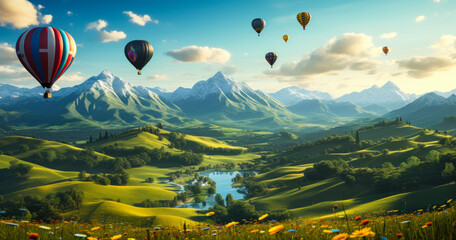 Colorful Hot Air Balloons Soaring in the Sky at Sunrise