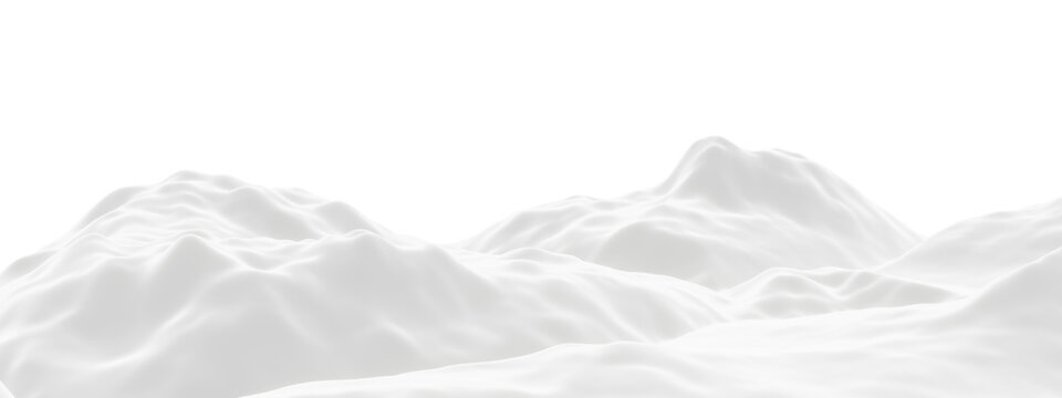 3D render snowy mountain. Snow terrain.