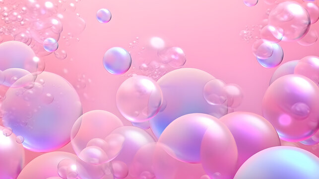 3d render of abstract background with pink and blue bubbles in water
