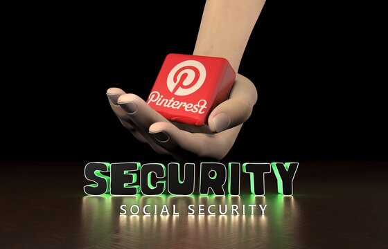 pinterest security, Social Media and Security - (3D Rendering)