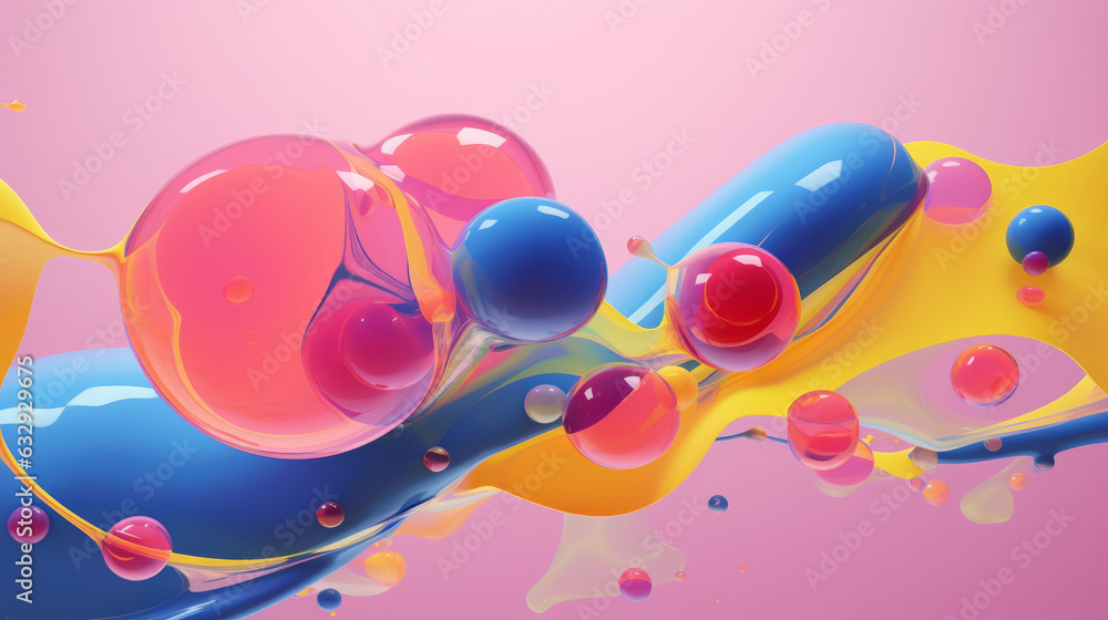 Aufkleber A mesmerizing display of colorful bubbles floating and intermingling with each other
