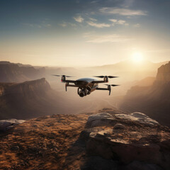 Fototapeta na wymiar Futuristic drone in the air