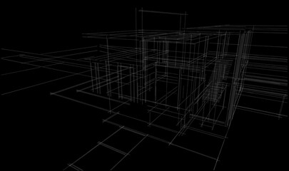 house building sketch architecture 3d illustration