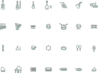 カラーシャドウの楽器イラストアイコンセット