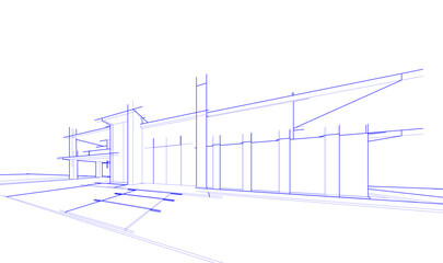 house building sketch architecture 3d illustration