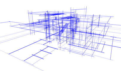 house building sketch architecture 3d illustration