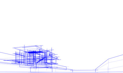 house building sketch architecture 3d illustration