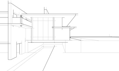 house building sketch architecture 3d illustration