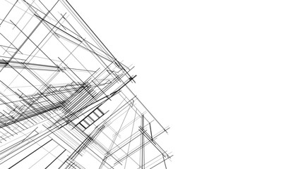 house building sketch architecture 3d illustration