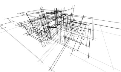 house building sketch architecture 3d illustration