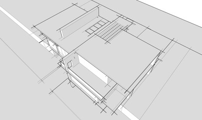 house building sketch architecture 3d illustration