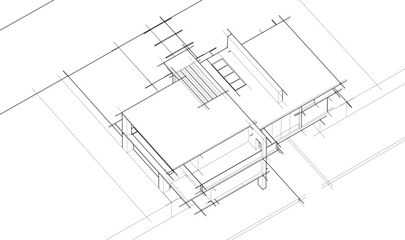 house building sketch architecture 3d illustration