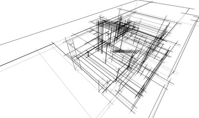 house building sketch architecture 3d illustration