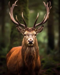 Crédence en verre imprimé Antilope a deer with antlers in the woods
