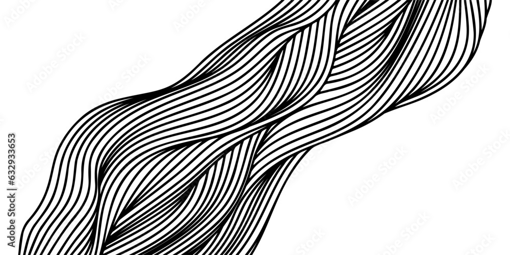 Poster Vector abstract line art wavy flowing dynamic curve black isolated on transparent background in concept luxury, wave