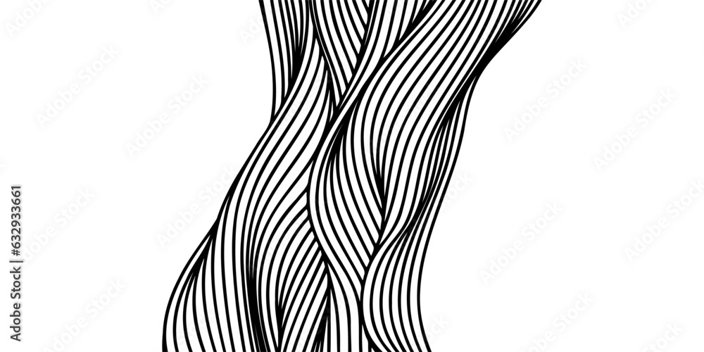 Poster Vector abstract line art wavy flowing dynamic curve black isolated on transparent background in concept luxury, wave