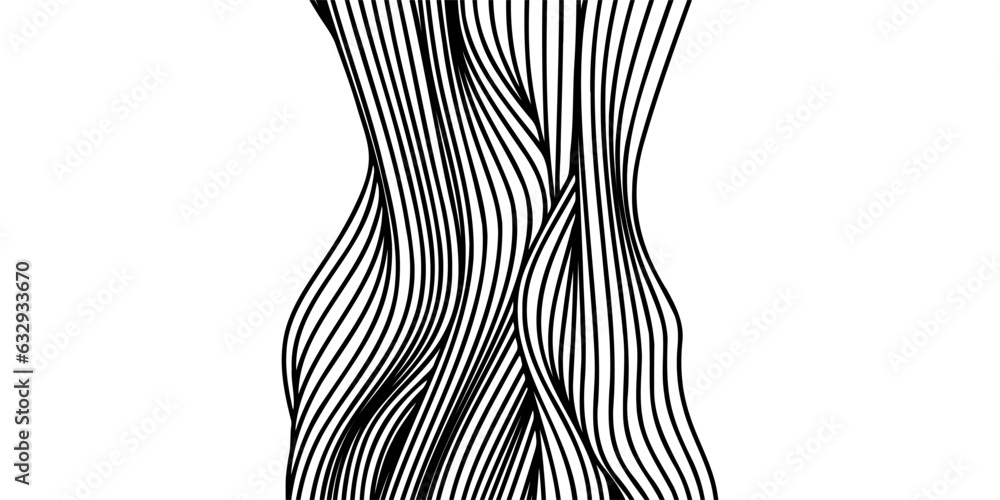 Poster Vector abstract line art wavy flowing dynamic curve black isolated on transparent background in concept luxury, wave