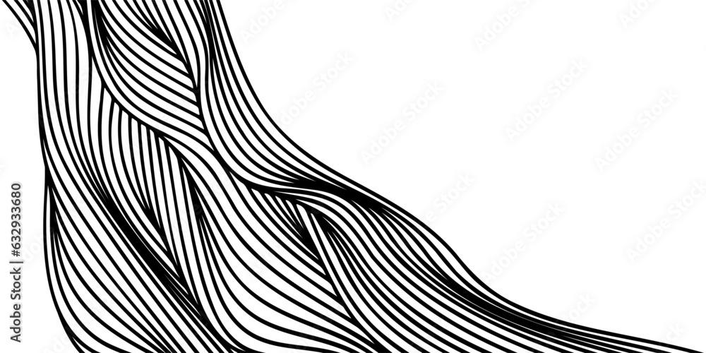 Poster Vector abstract line art wavy flowing dynamic curve black isolated on transparent background in concept luxury, wave