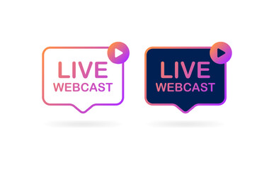 Live webcast notification. Flat, color, webcast is live, live notification. Vector illustration