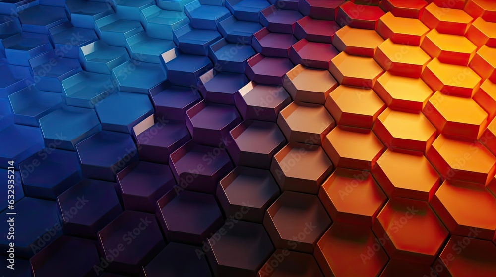 Poster modern symmetrical hexagon arrangement with gradient color for wallpaper or background