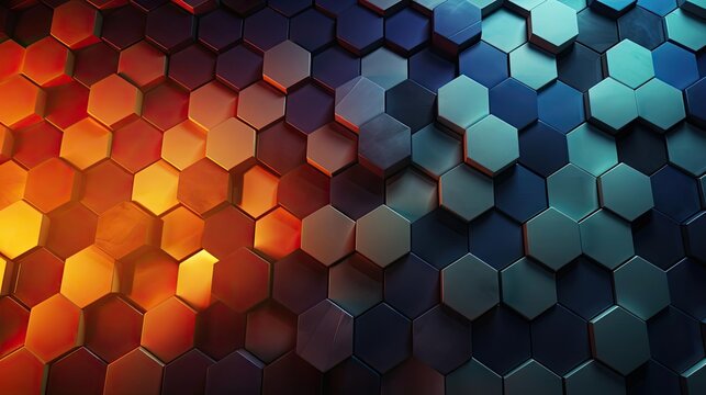 modern symmetrical hexagon arrangement with gradient color for wallpaper or background