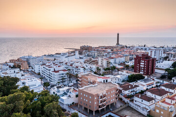 Wonderful aerial view of Chipiona down town in Spain